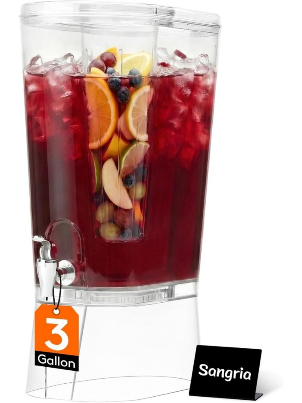Large 3 Gallon Drink Dispenser with Fruit Infuser & Leak-Proof Spigot - BPA Free